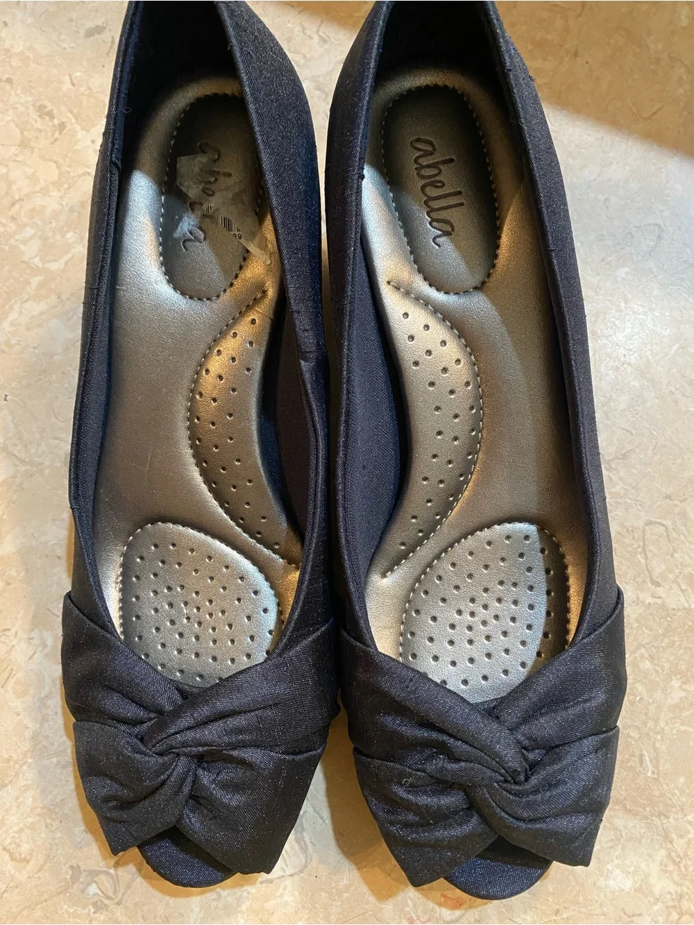 Abella Blue  Knotted Peep-Toe small heels With Cushioned Insole